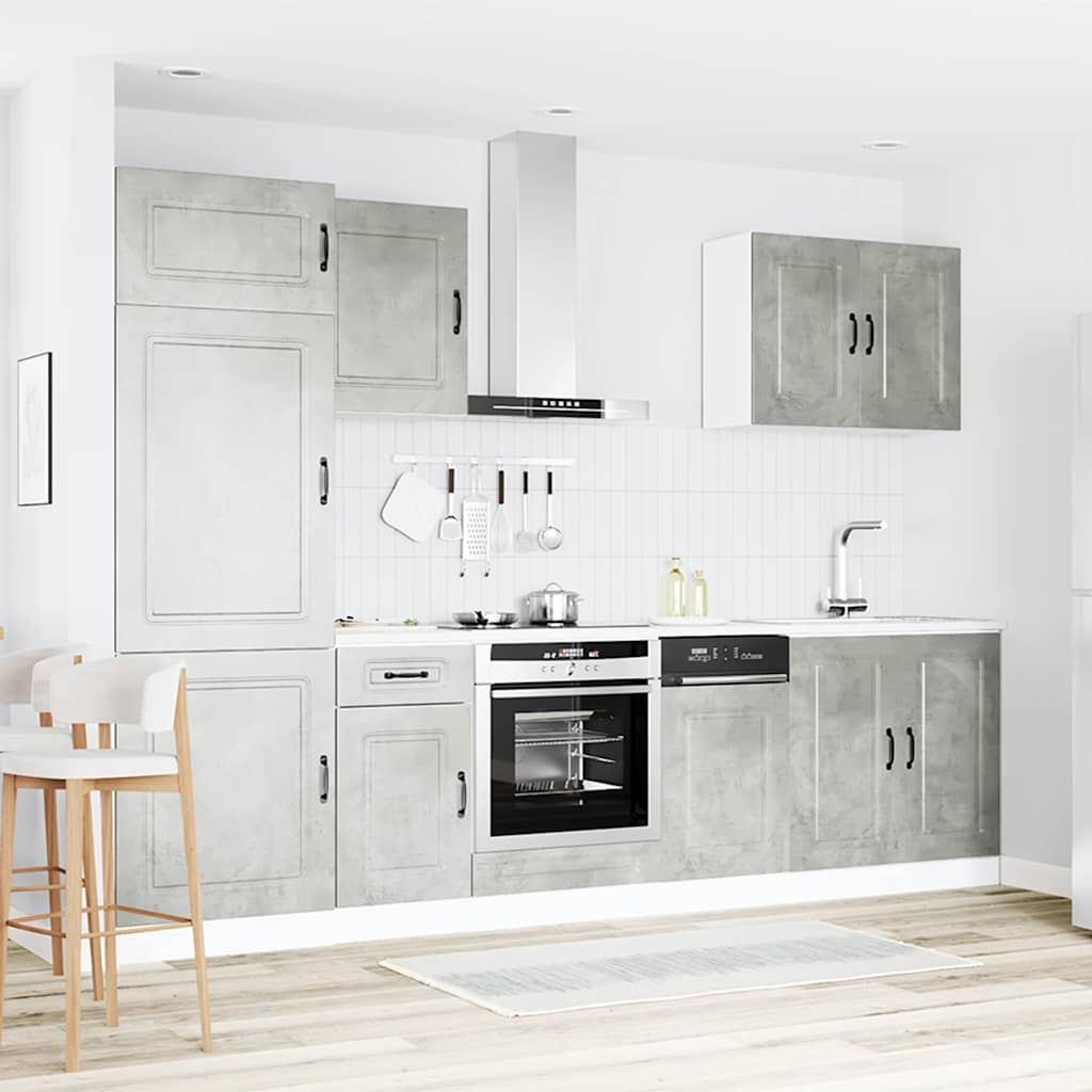 Virtuvinių spintelių komplektas, 7 dalių, Kalmar, betono pilka