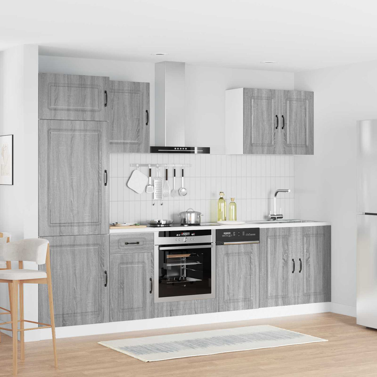 Virtuvinių spintelių komplektas, 7 dalių, Kalmar, pilka