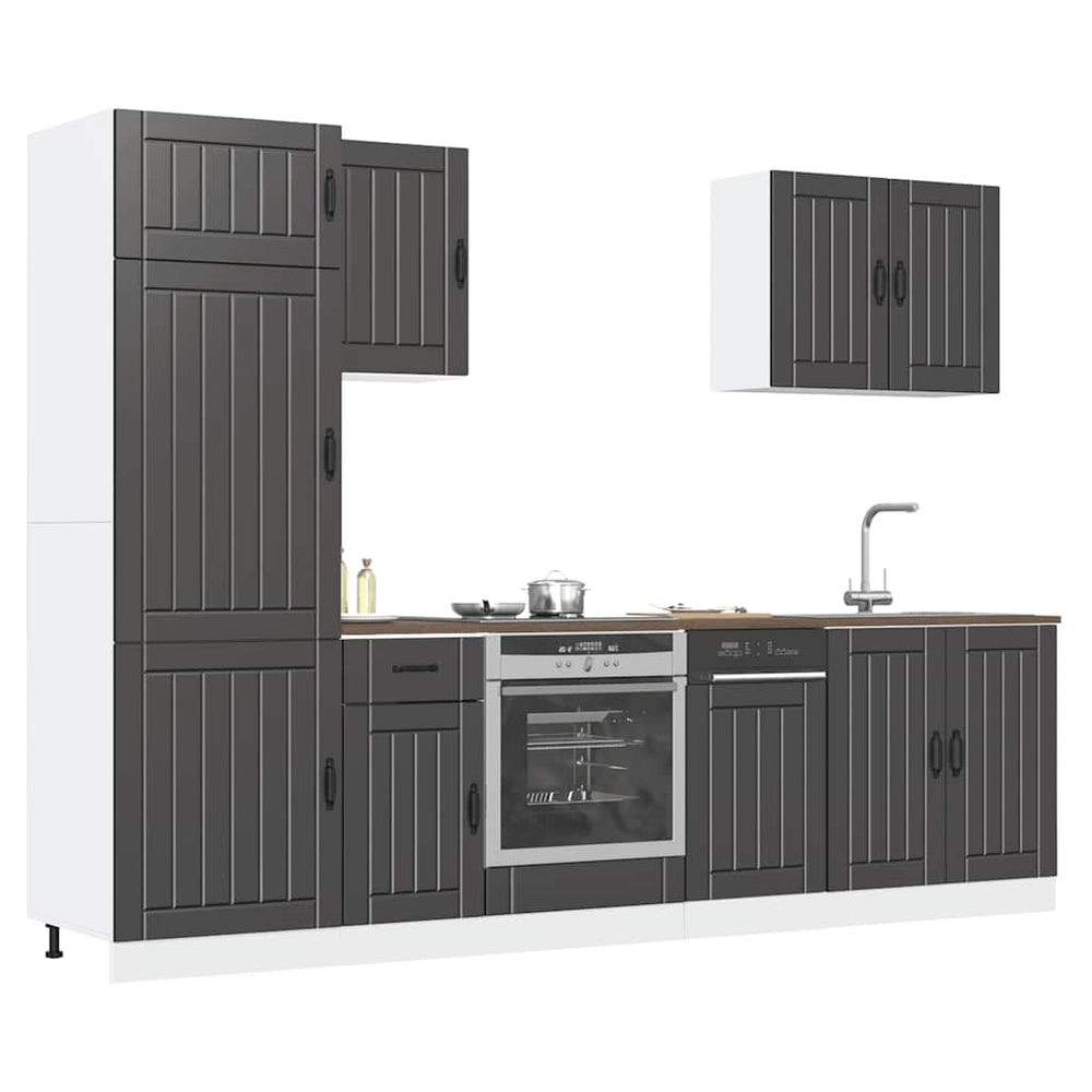 Virtuvinių spintelių komplektas, 7 dalių, Lucca, juoda