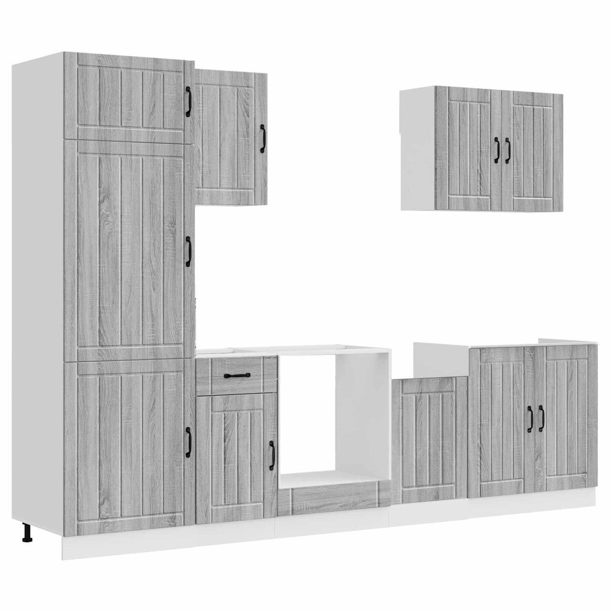 Virtuvinių spintelių komplektas, 7 dalių, Lucca, pilka