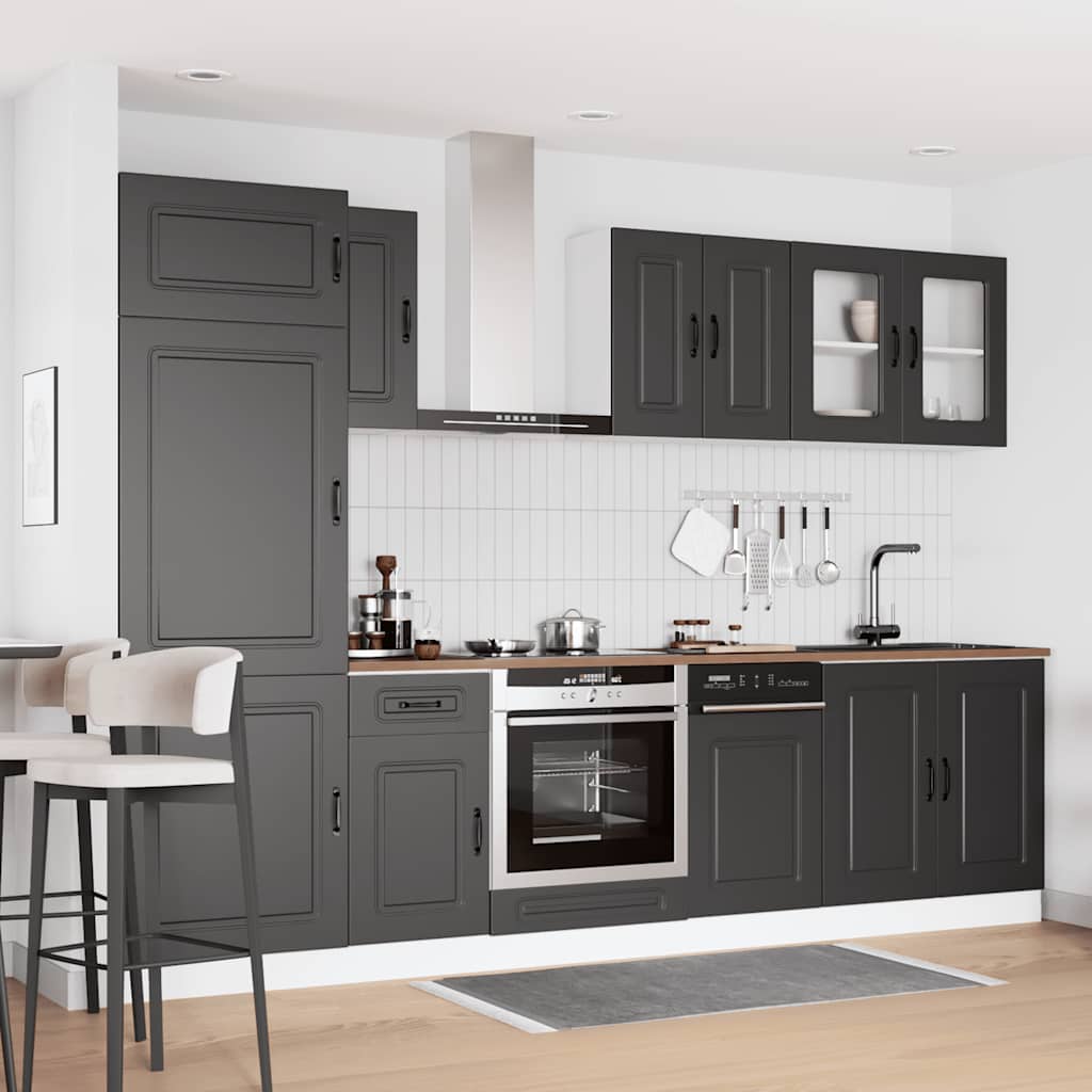Kitchen cabinet set, 8-piece, Kalmar, black