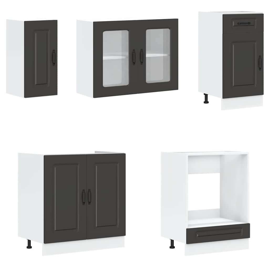 Kitchen cabinet set, 8-piece, Kalmar, black