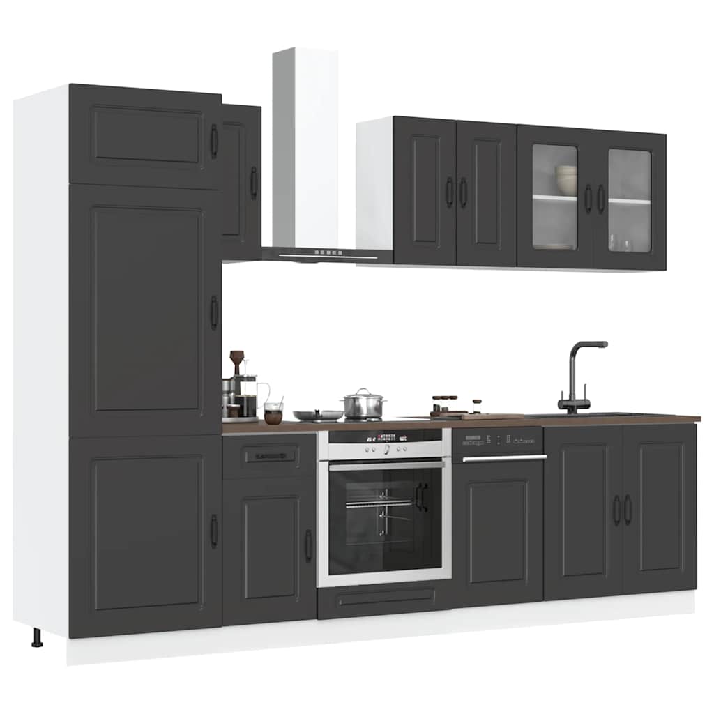 Kitchen cabinet set, 8-piece, Kalmar, black