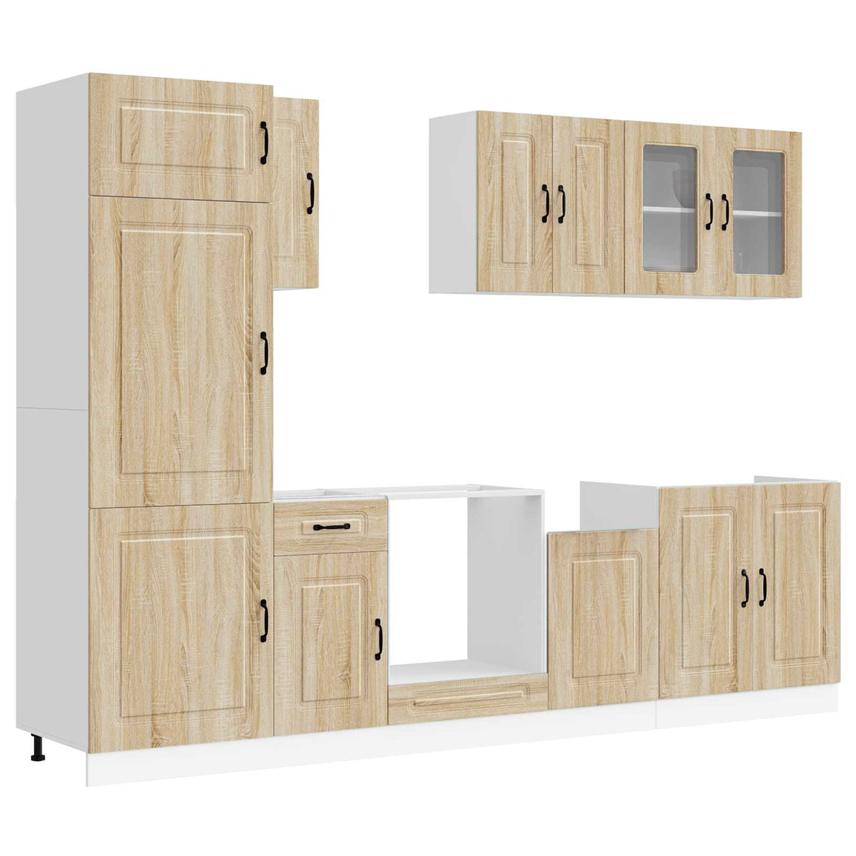 Virtuvinių spintelių komplektas, 8 dalių, Kalmar, ąžuolo