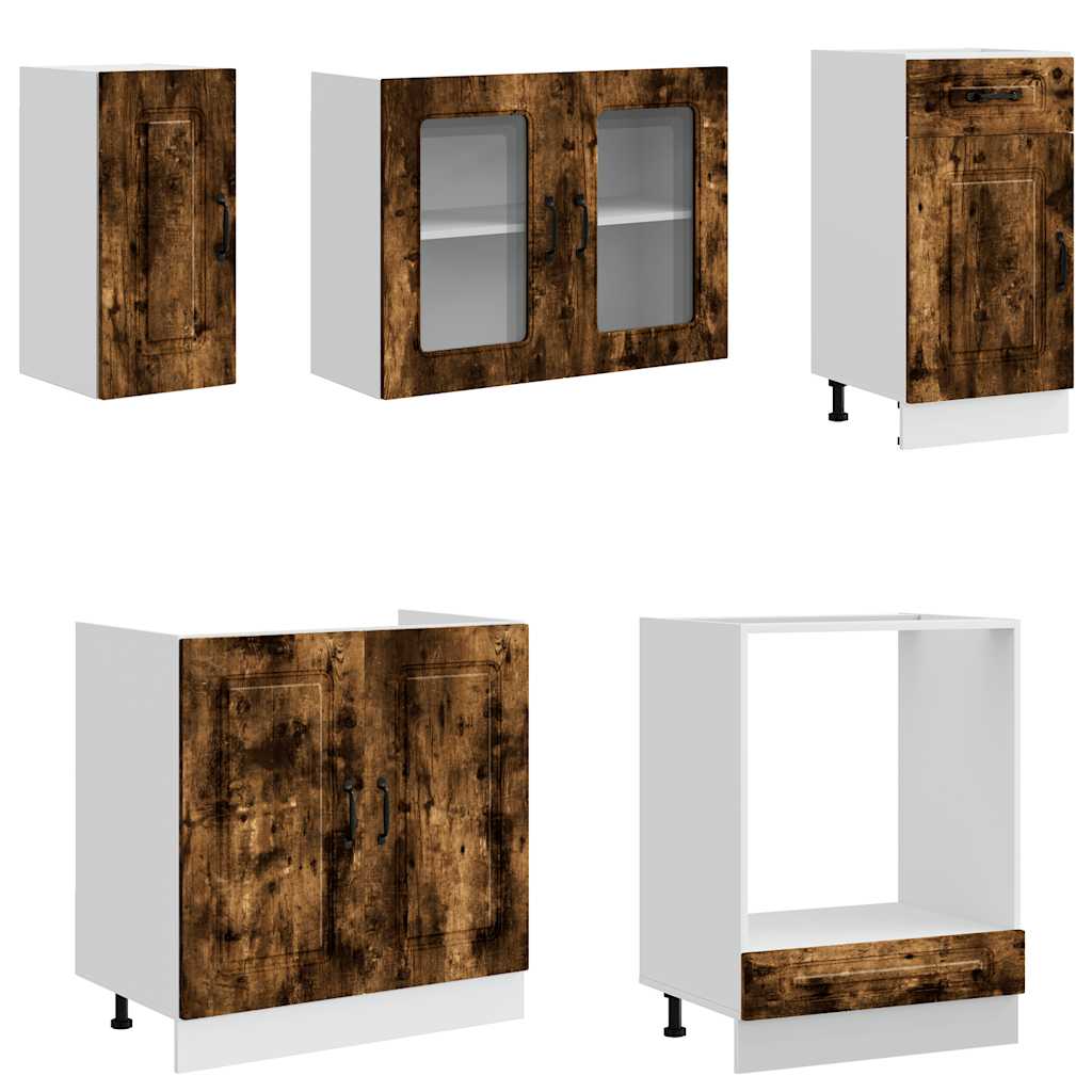 Kitchen cabinet set, 8-piece, Kalmar, smoky