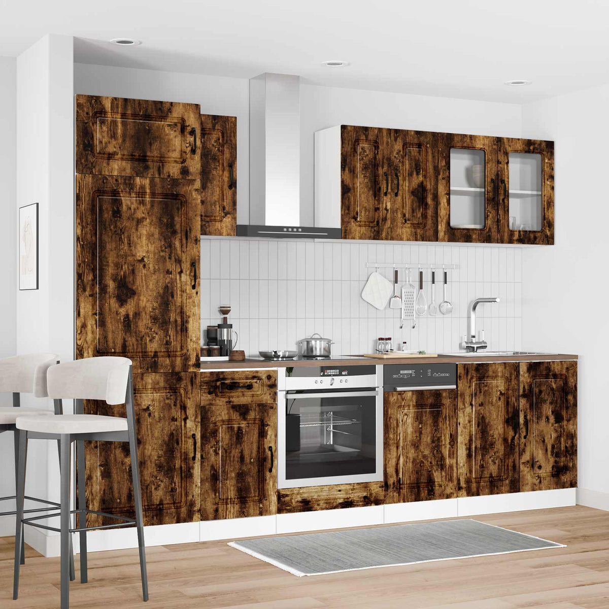 Kitchen cabinet set, 8-piece, Kalmar, smoky