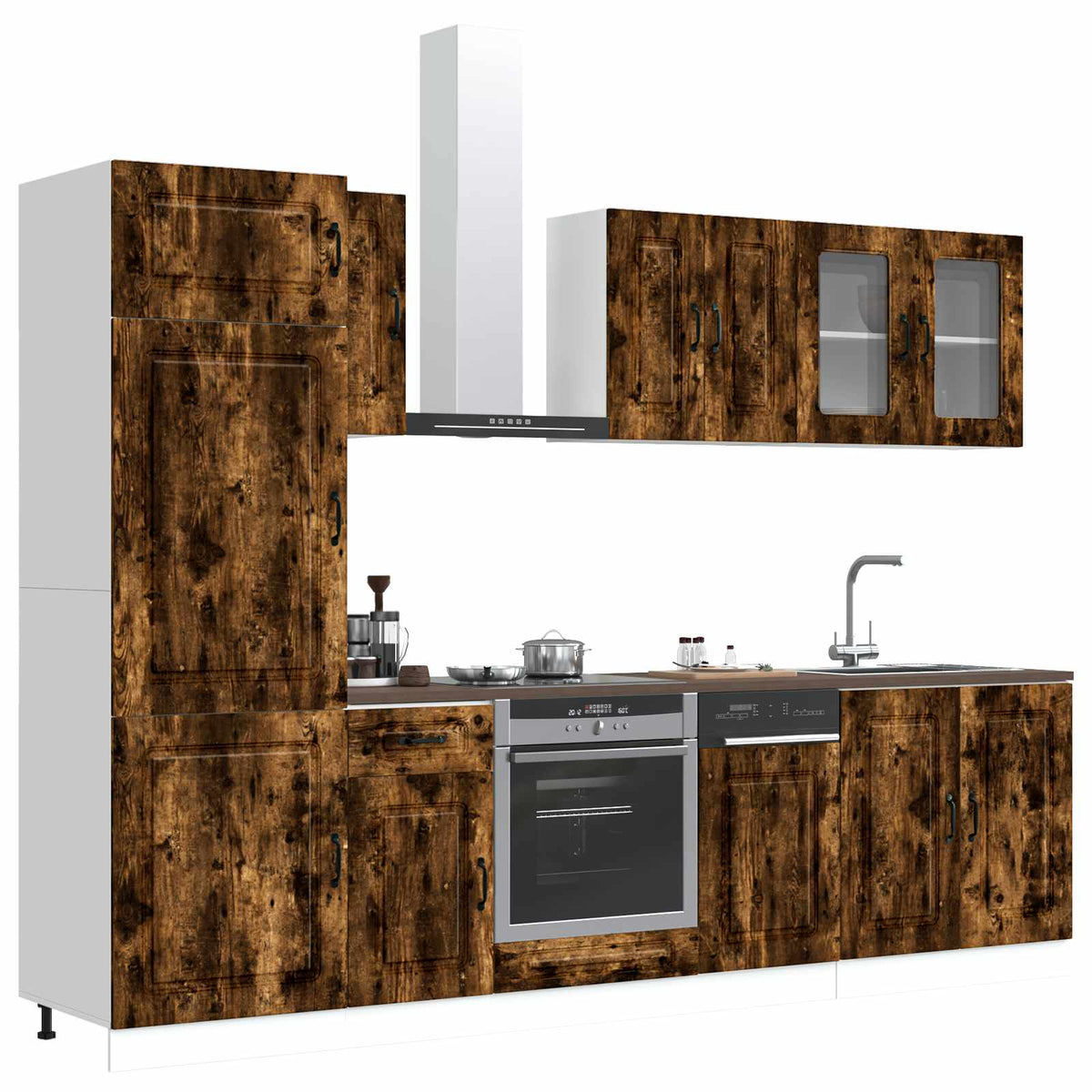 Kitchen cabinet set, 8-piece, Kalmar, smoky