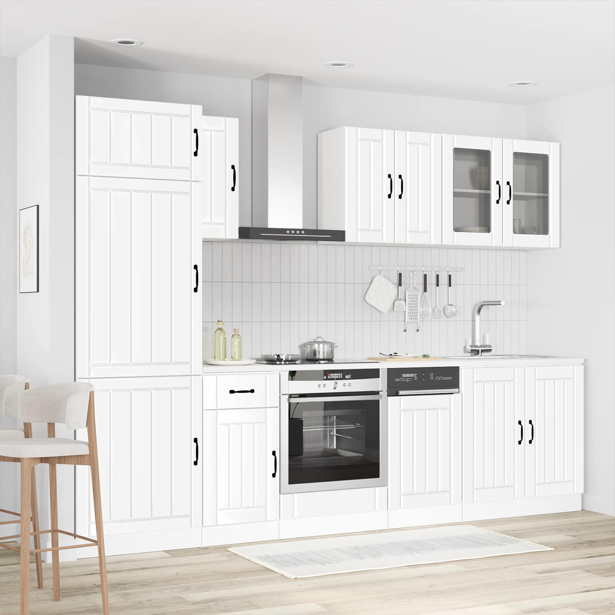 Virtuvinių spintelių komplektas, 8 dalių, Lucca, balta