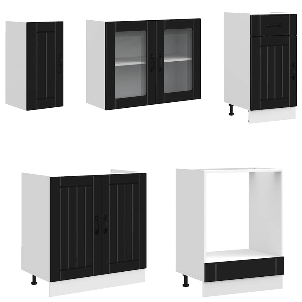 Virtuvinių spintelių komplektas, 8 dalių, Kalmar, juoda