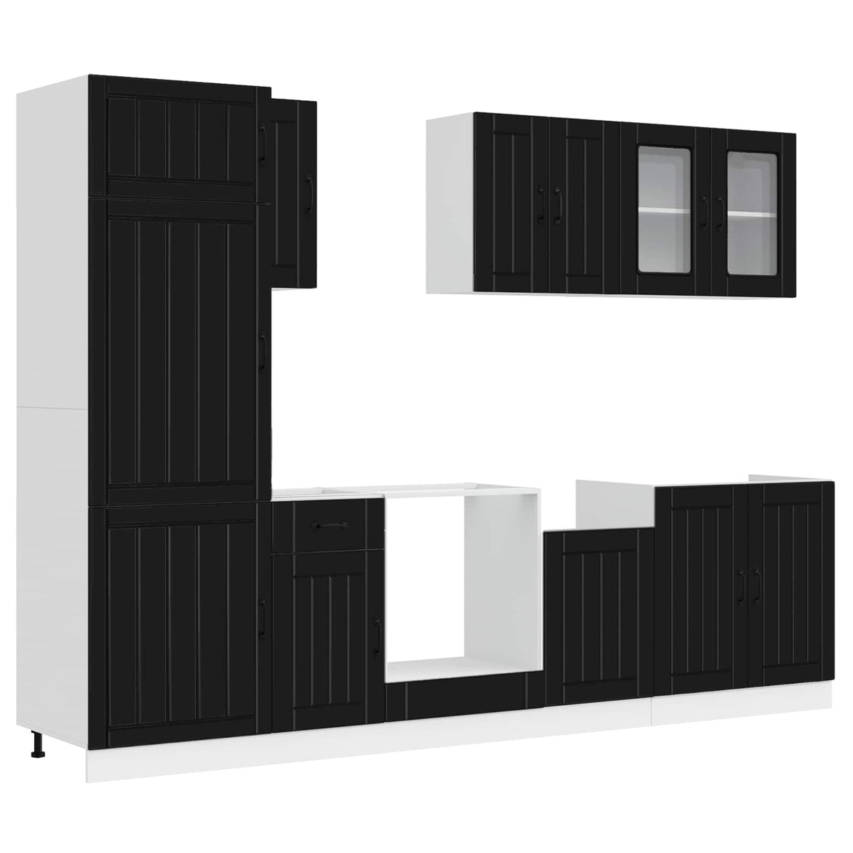 Virtuvinių spintelių komplektas, 8 dalių, Kalmar, juoda