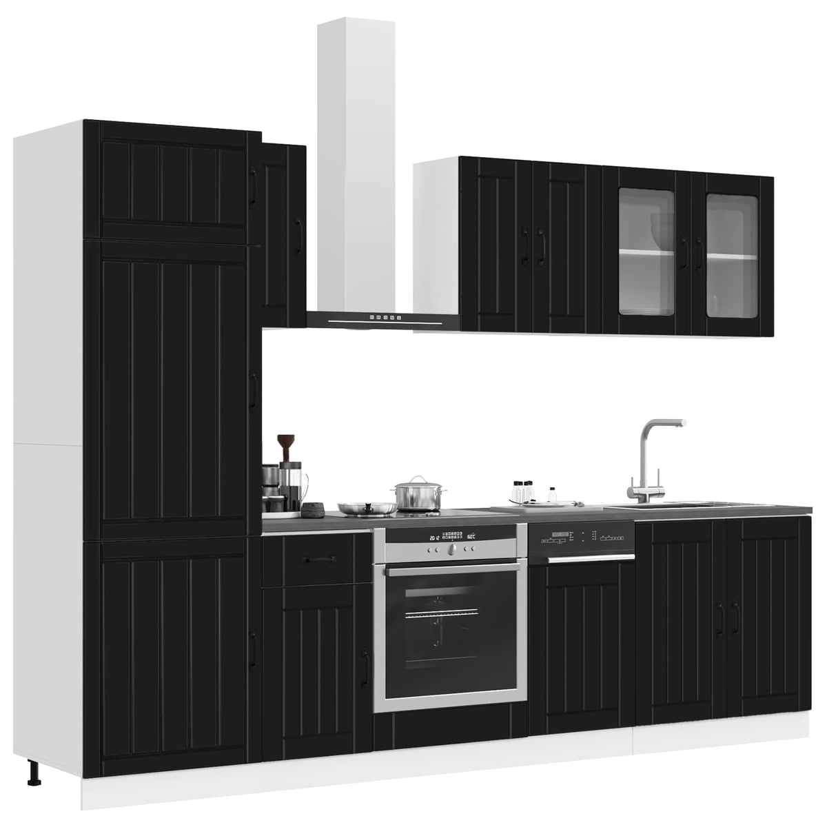 Virtuvinių spintelių komplektas, 8 dalių, Kalmar, juoda