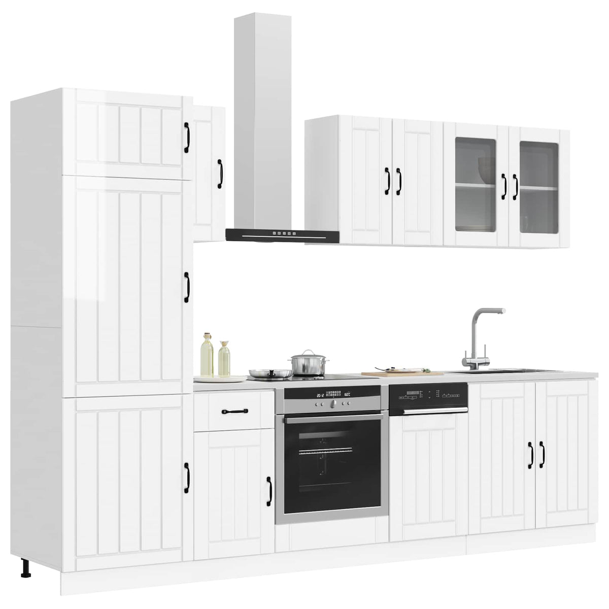 Virtuvinių spintelių komplektas, 8 dalių, Lucca, balta