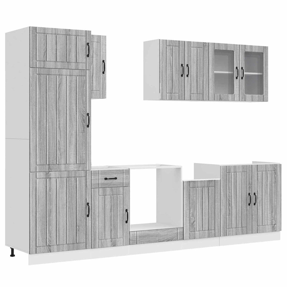 Virtuvinių spintelių komplektas, 8 dalių, Kalmar, pilka