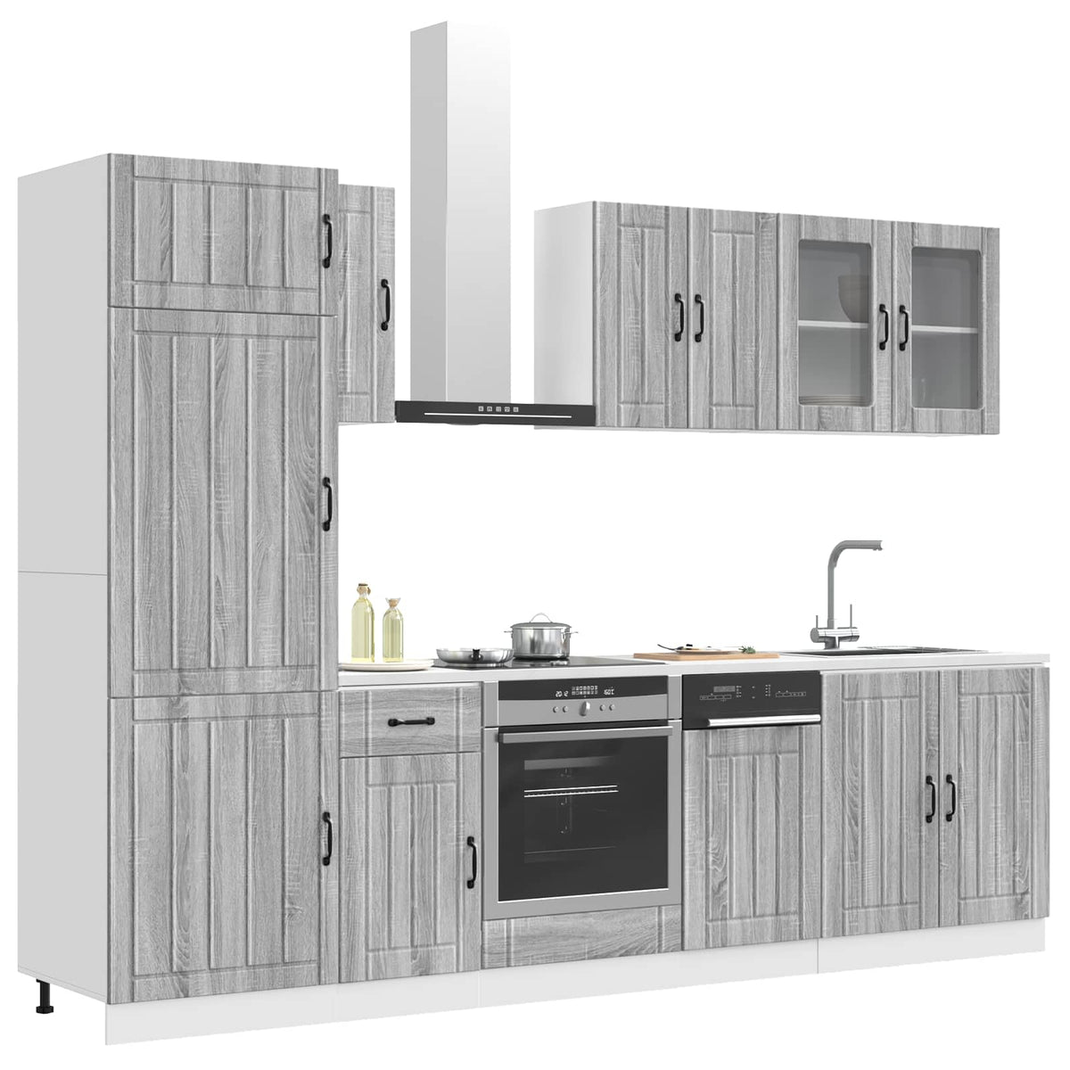 Virtuvinių spintelių komplektas, 8 dalių, Kalmar, pilka