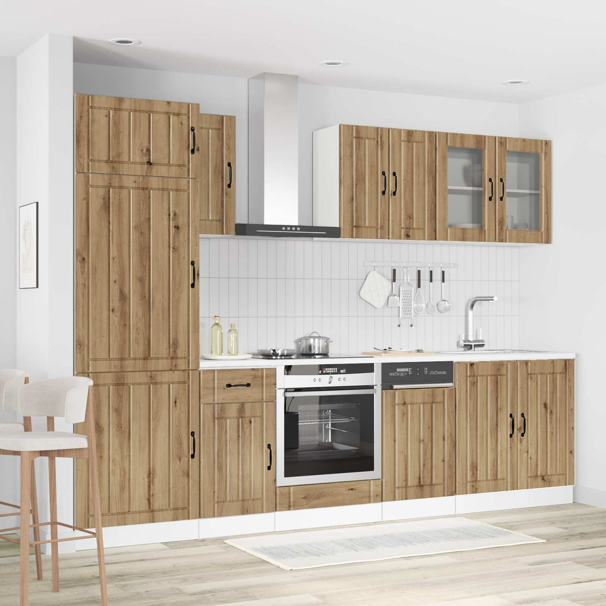 Set of 8 kitchen cabinets, Kalmar, artisan
