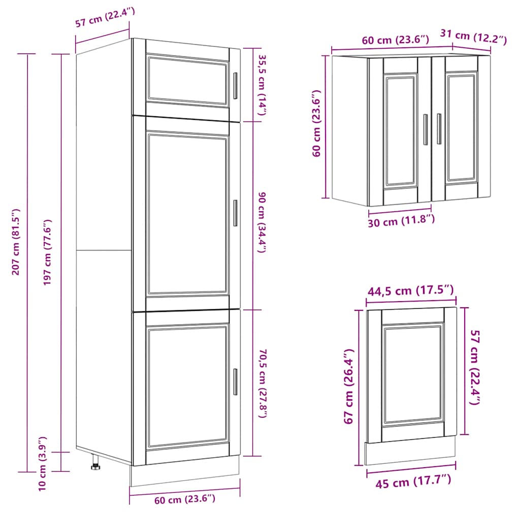 Kitchen cabinet set, 8-piece, Kalmar, wood