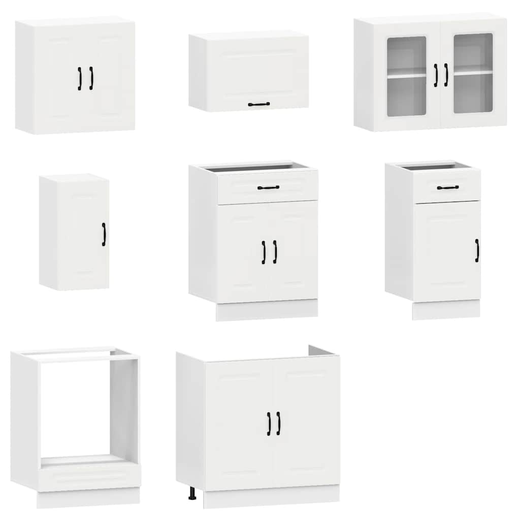 Virtuvinių spintelių komplektas, 8 dalių, Kalmar, balta