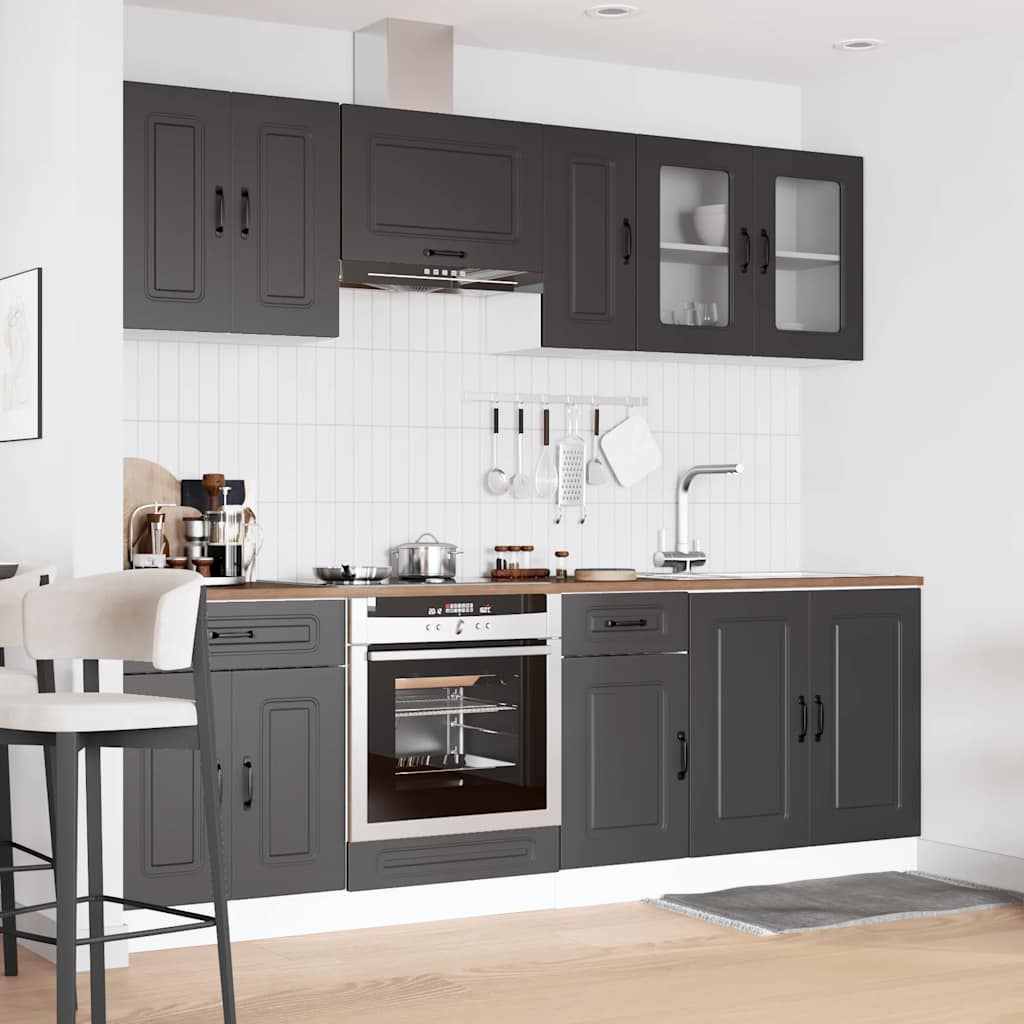 Virtuvinių spintelių komplektas, 8 dalių, Kalmar, juoda