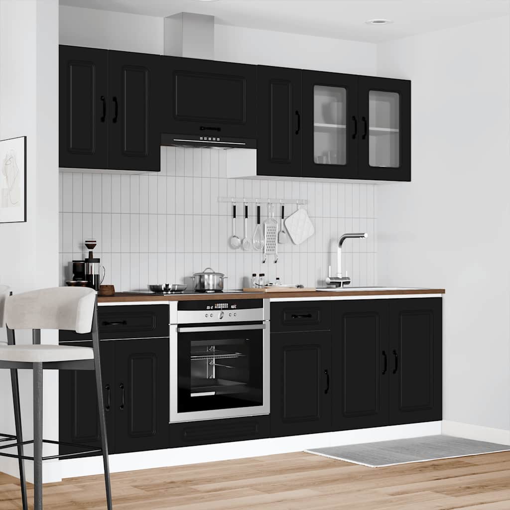 Virtuvinių spintelių komplektas, 8 dalių, Kalmar, juoda