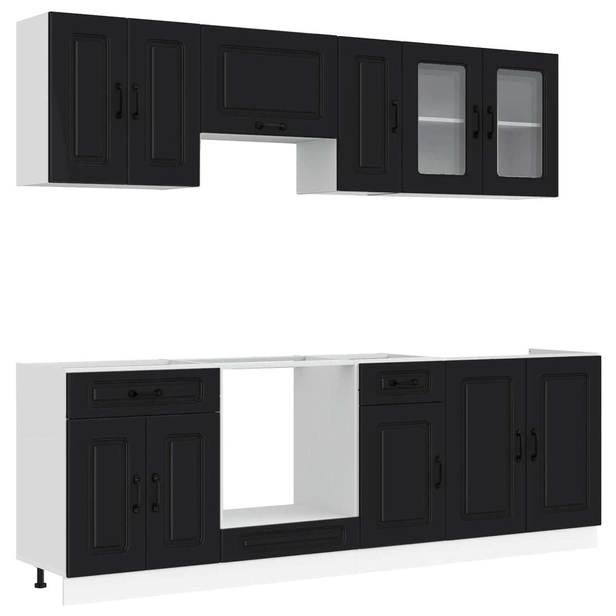 Virtuvinių spintelių komplektas, 8 dalių, Kalmar, juoda