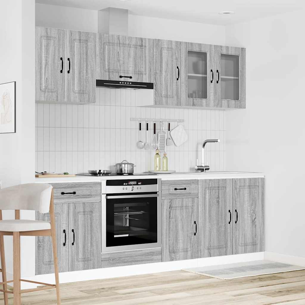 Virtuves skapīšu komplekts, 8 daļas, Kalmar, pelēks