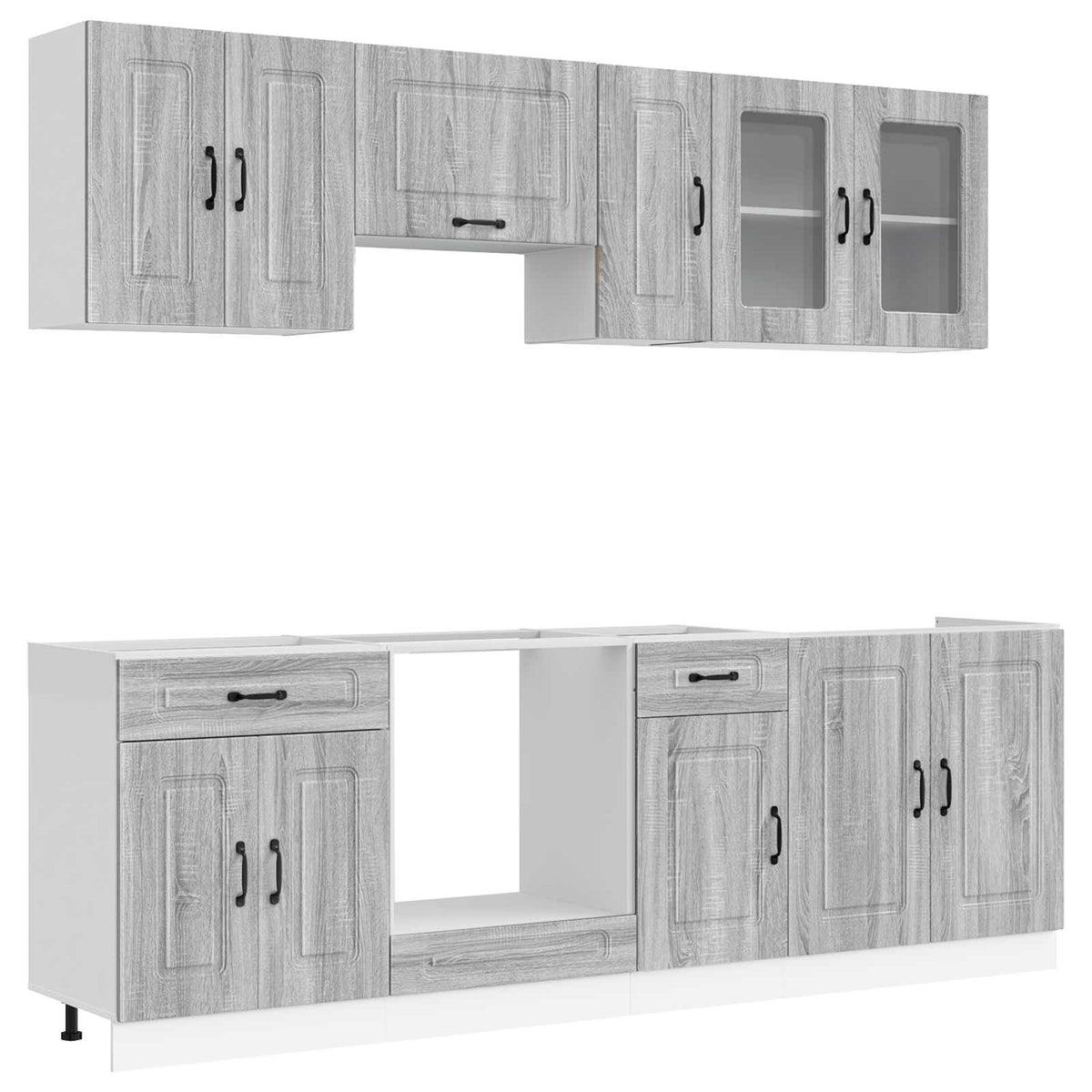 Kitchen cabinet set, 8-piece, Kalmar, grey