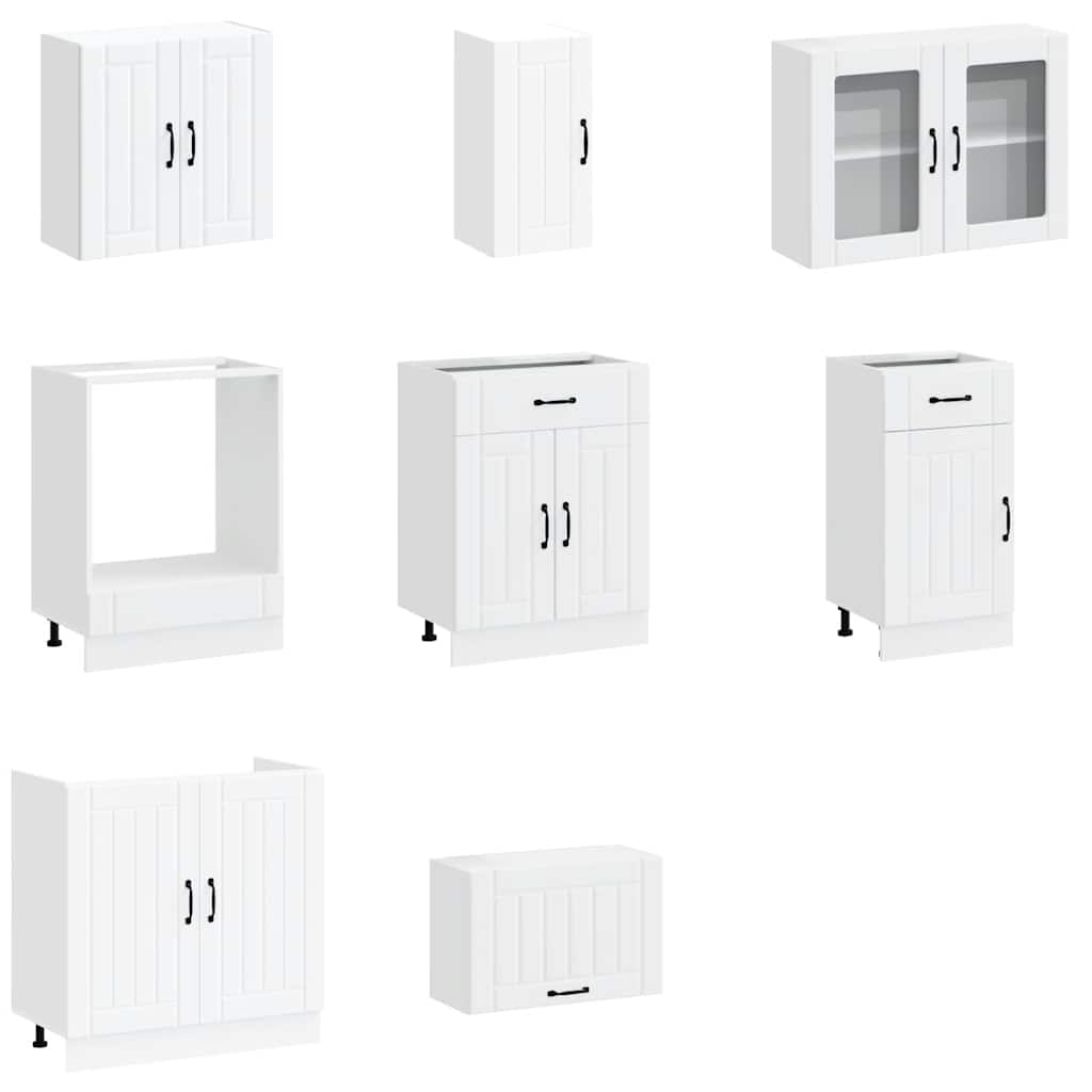 Virtuvinių spintelių komplektas, 8 dalių, Kalmar, balta