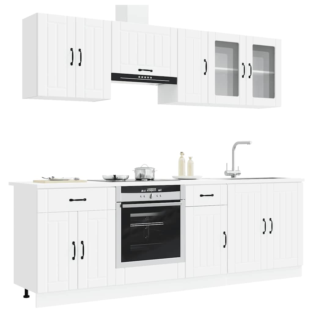 Virtuvinių spintelių komplektas, 8 dalių, Kalmar, balta