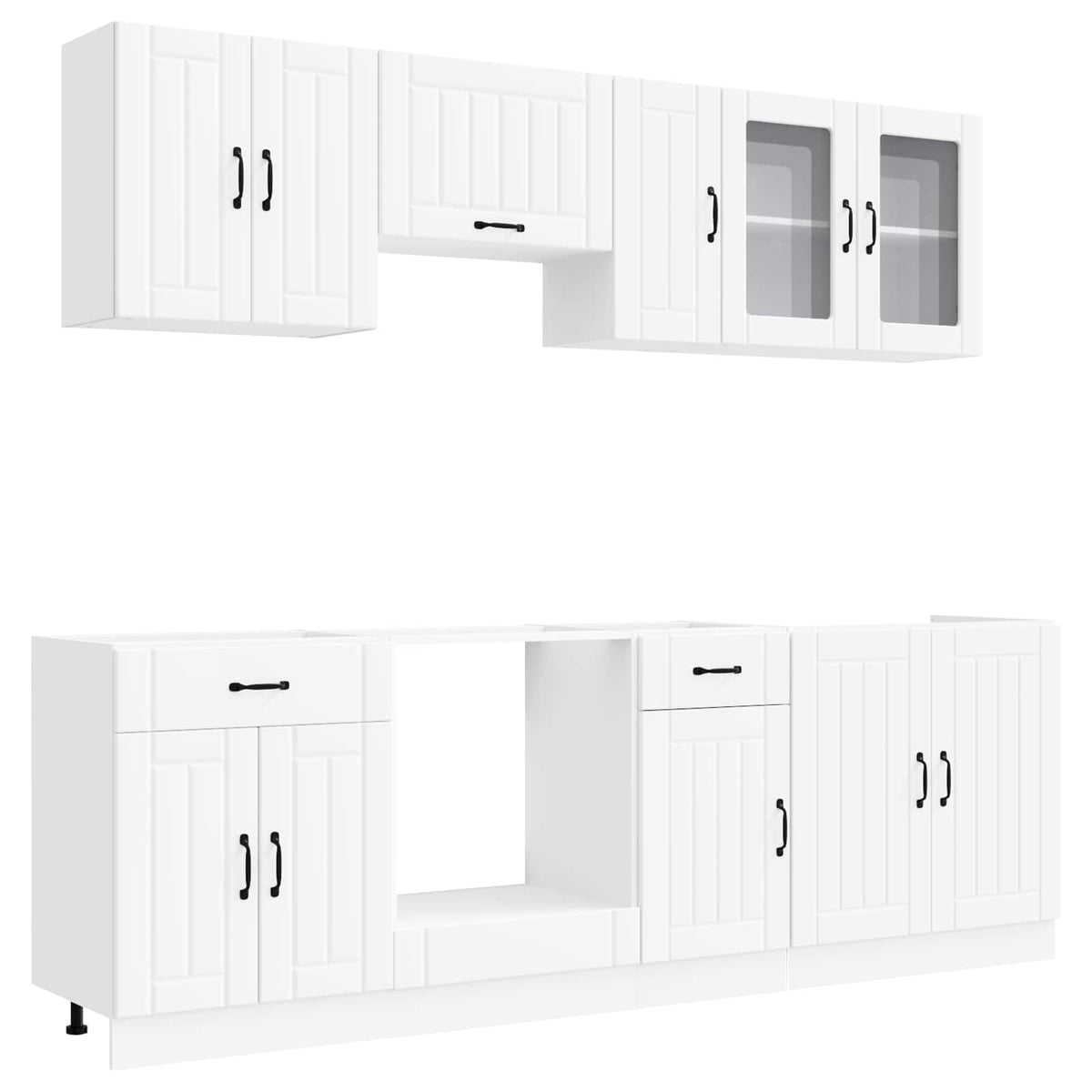 Virtuvinių spintelių komplektas, 8 dalių, Kalmar, balta