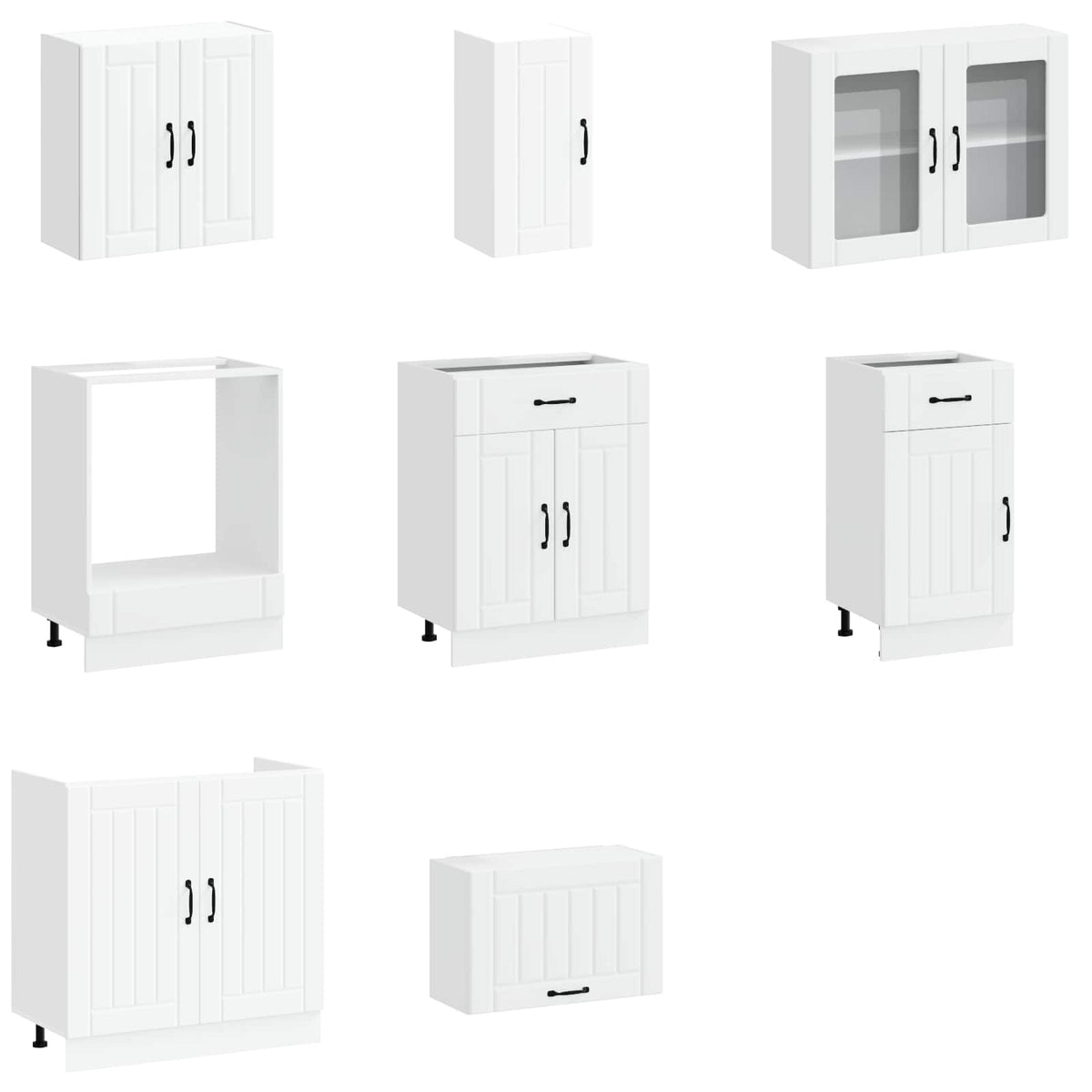 Virtuvinių spintelių komplektas, 8 dalių, Kalmar, balta