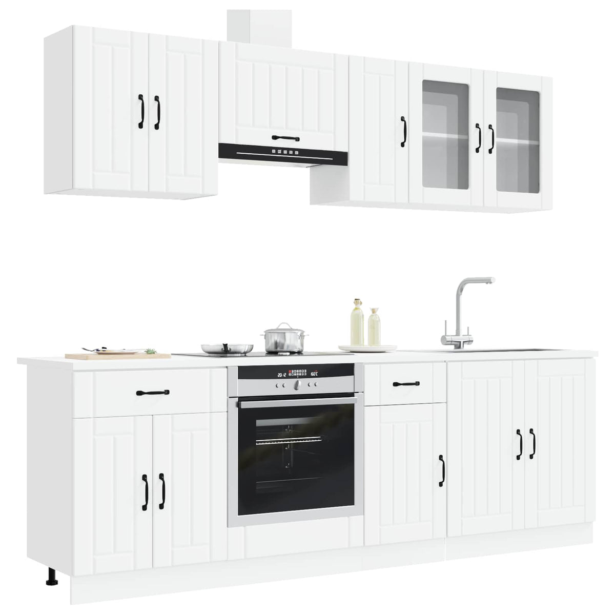 Virtuvinių spintelių komplektas, 8 dalių, Kalmar, balta