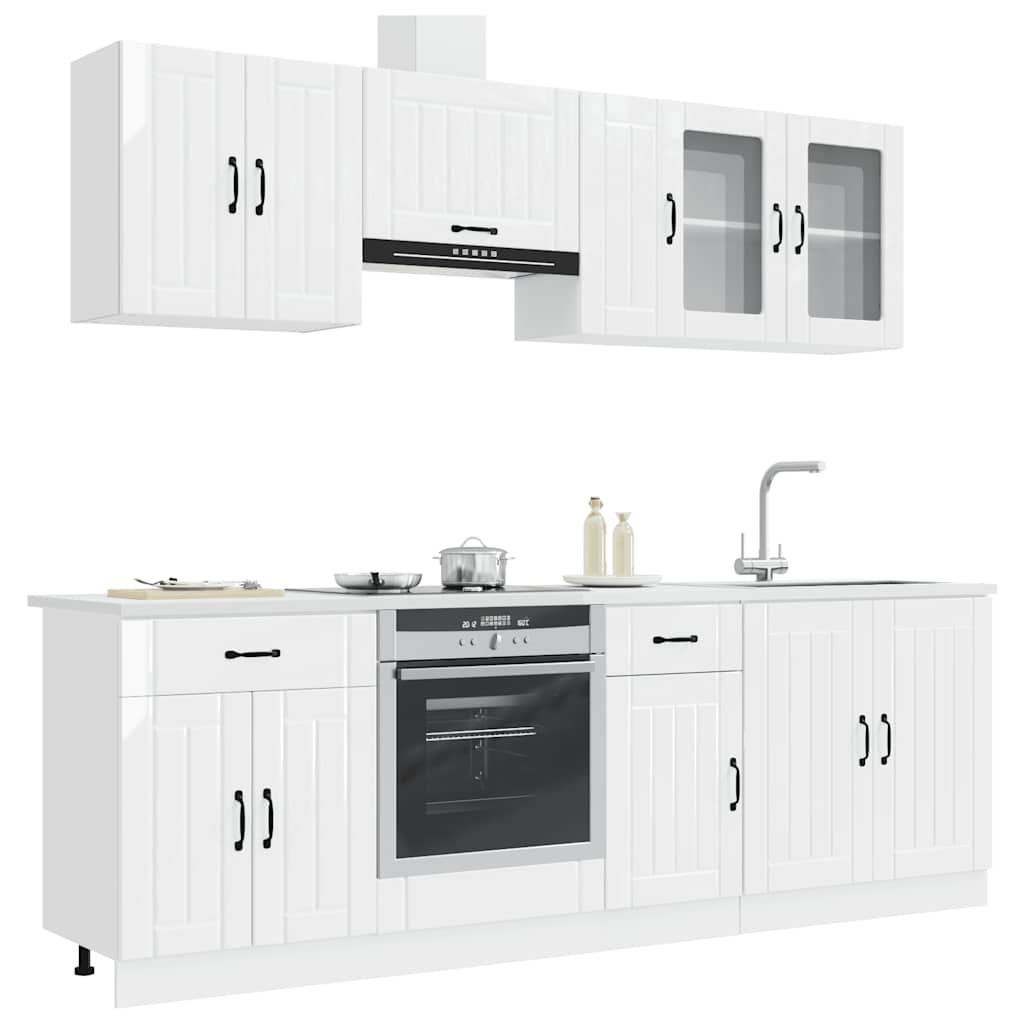 Virtuvinių spintelių komplektas, 8 dalių, Lucca, balta