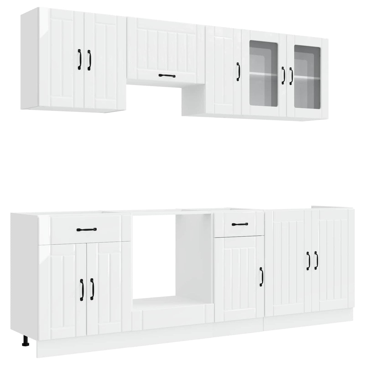 Kitchen cabinet set, 8-piece, Lucca, white