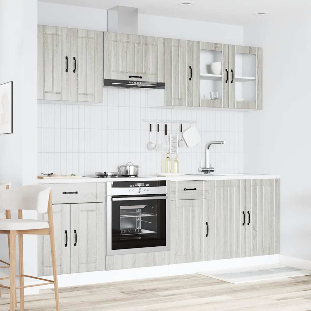 Virtuvinių spintelių komplektas, 8 dalių, Kalmar, pilka