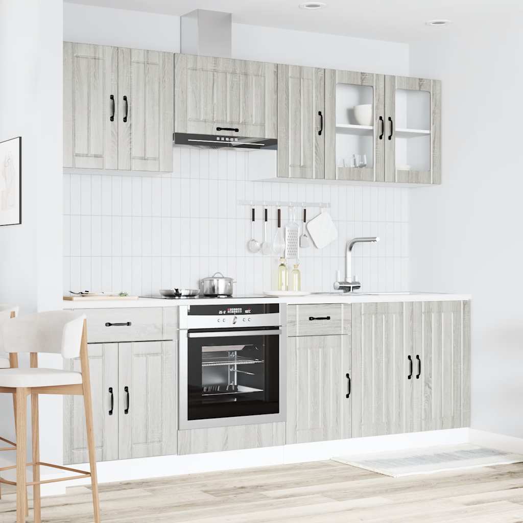 Virtuvinių spintelių komplektas, 8 dalių, Kalmar, pilka