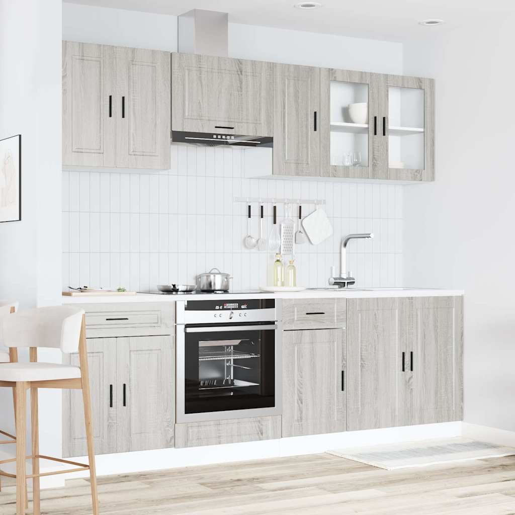 Virtuvinių spintelių komplektas, 8 dalių, Kalmar, pilka