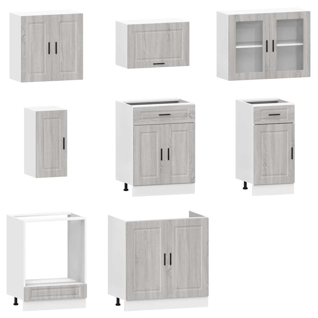 Virtuvinių spintelių komplektas, 8 dalių, Kalmar, pilka