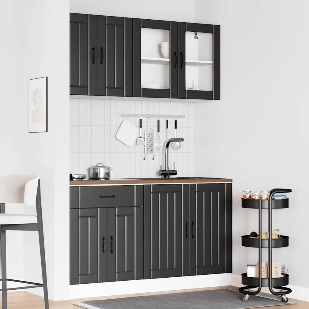 Kitchen cabinet set, 4-piece, Lucca, black