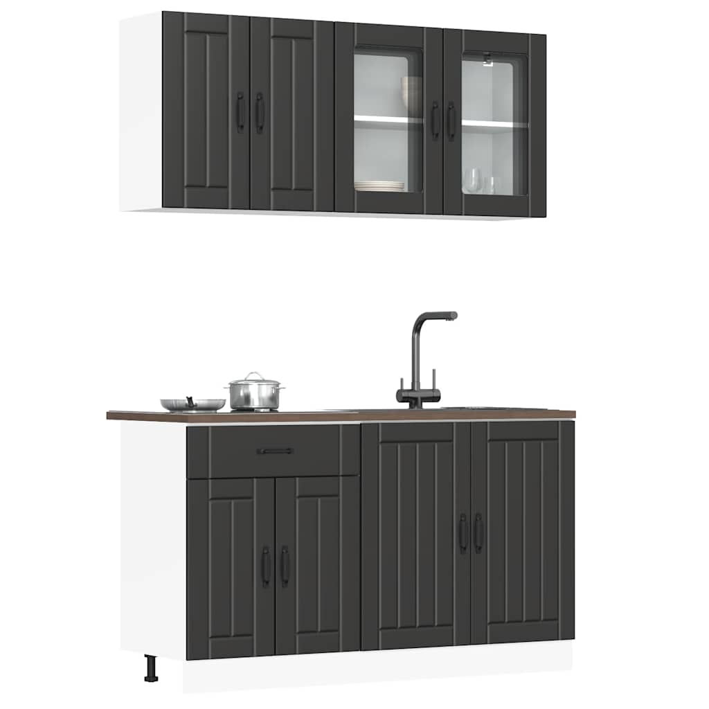 Kitchen cabinet set, 4-piece, Lucca, black