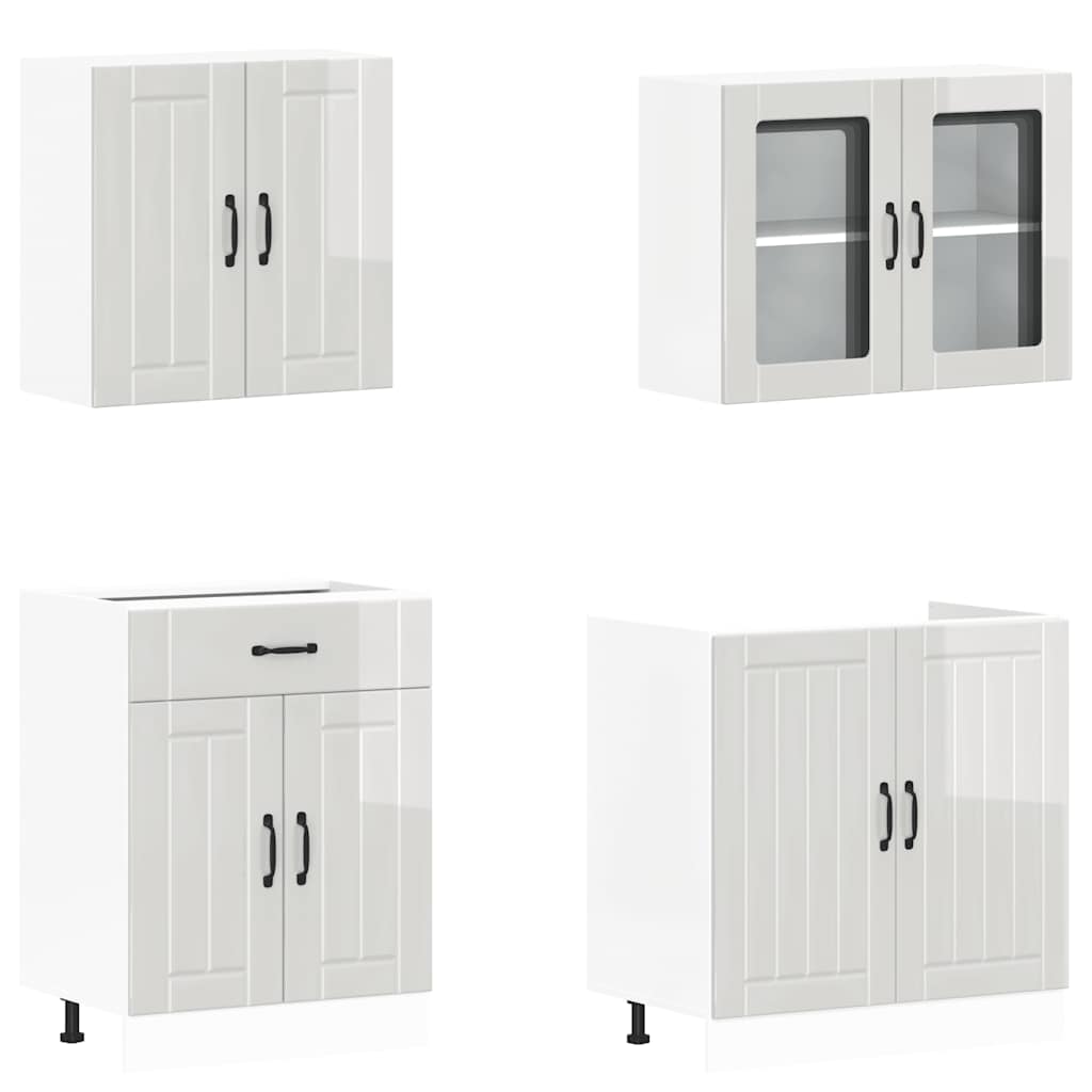 Virtuves skapju komplekts, 4 daļas, Kalmar, balts