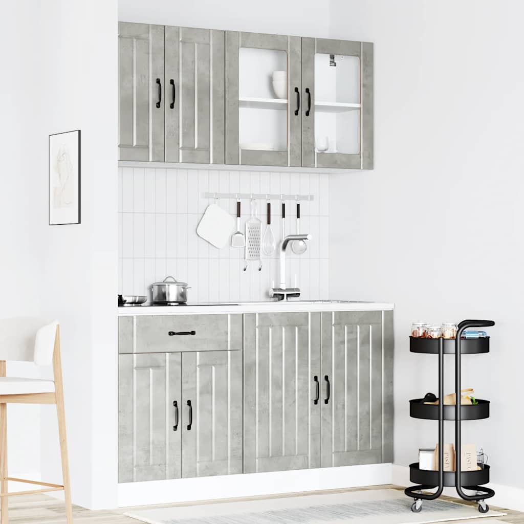 Virtuvinių spintelių komplektas, 4 dalių, Kalmar, betono pilka
