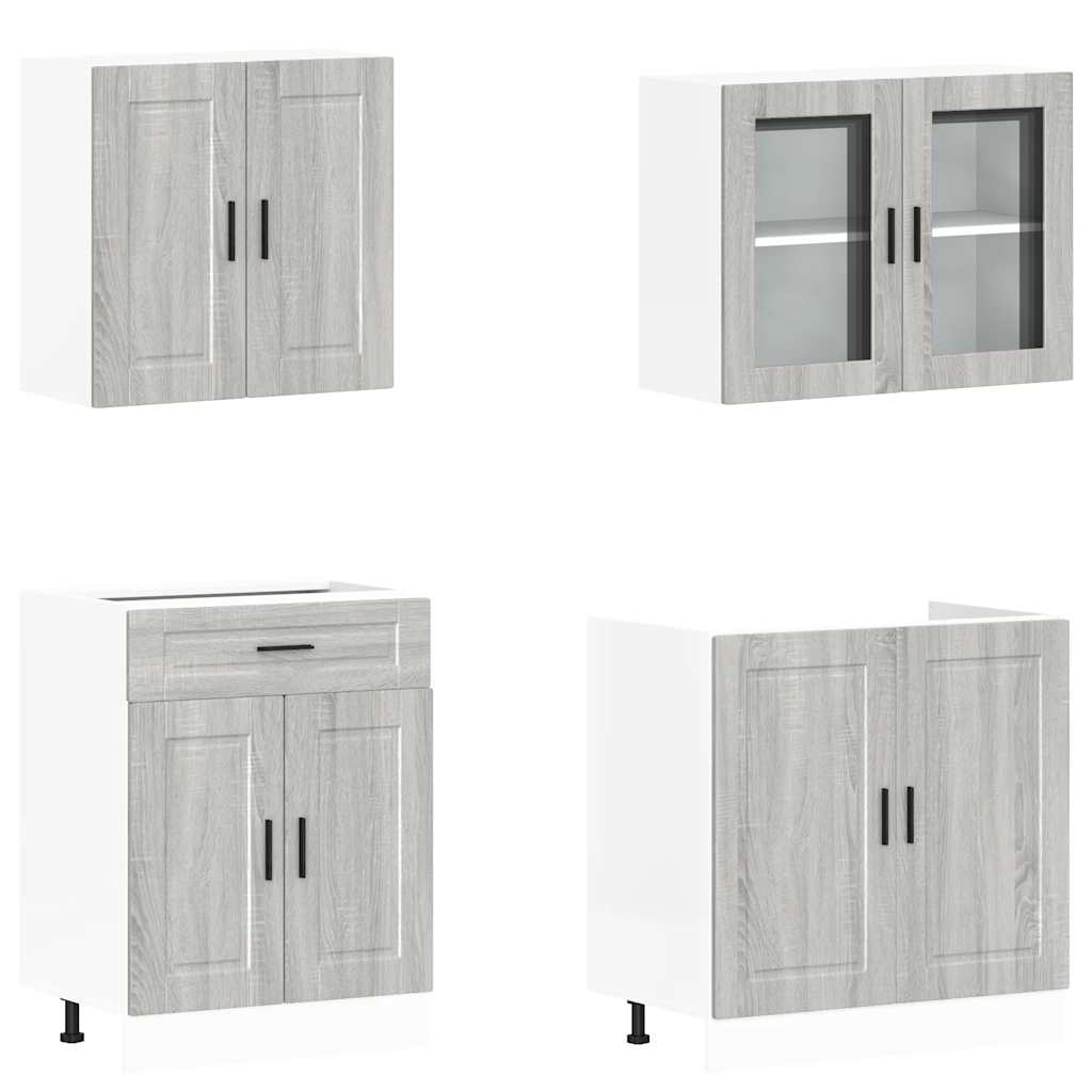 Kitchen cabinet set, 4 pieces, Kalmar, grey