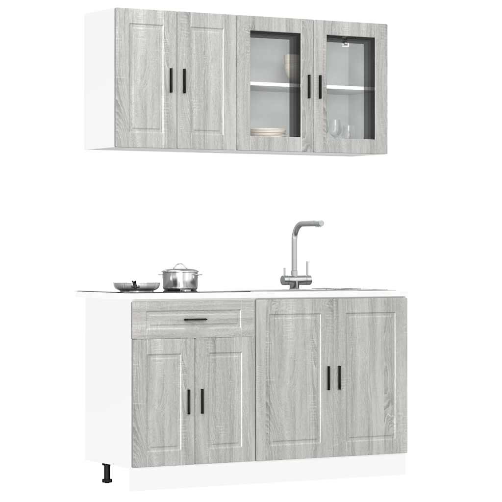 Kitchen cabinet set, 4 pieces, Kalmar, grey