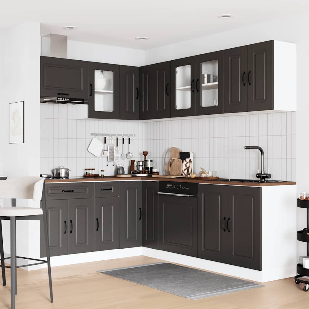 Virtuvinių spintelių komplektas, 11 dalių, Kalmar, juoda