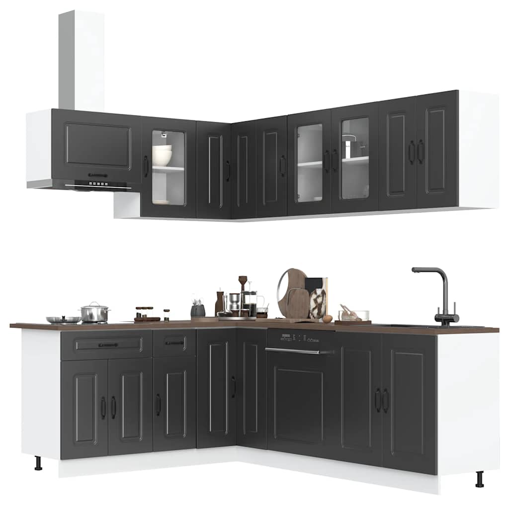 Virtuvinių spintelių komplektas, 11 dalių, Kalmar, juoda