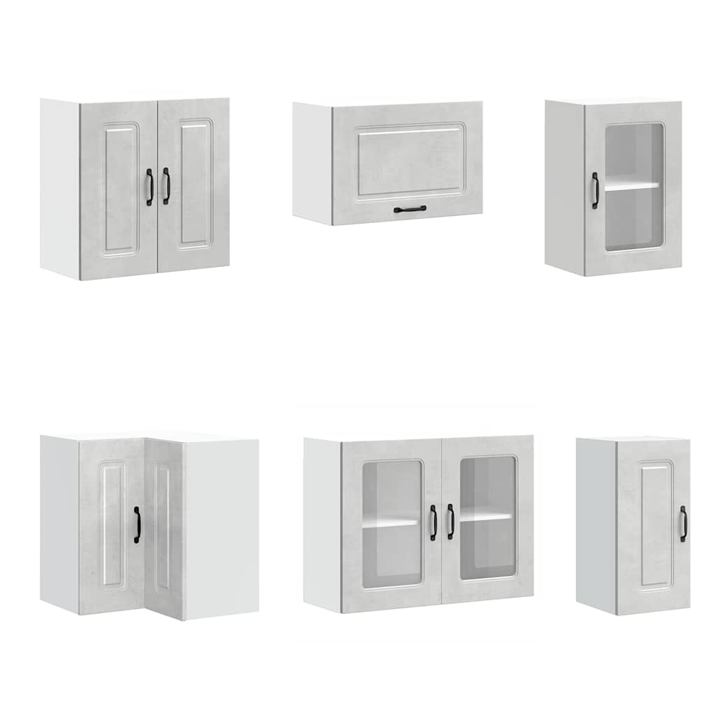 Virtuvinių spintelių komplektas, 11 dalių, Kalmar, betono pilka