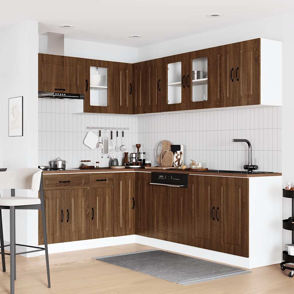 Virtuvinių spintelių komplektas, 11 dalių, Kalmar, ruda