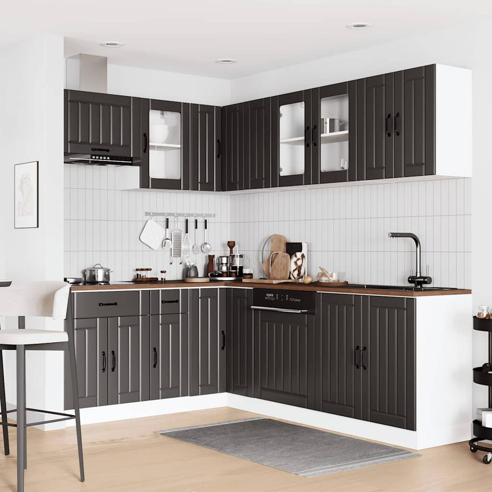 Virtuvinių spintelių komplektas, 11 dalių, Lucca, juoda