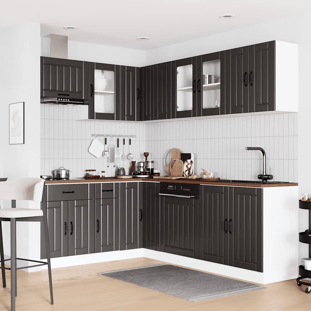 Virtuvinių spintelių komplektas, 11 dalių, Lucca, juoda