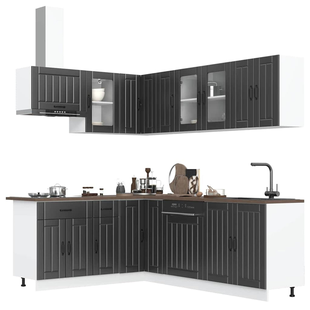 Virtuvinių spintelių komplektas, 11 dalių, Lucca, juoda